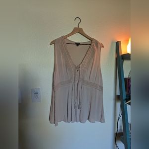 Pale nude crotchet blouse